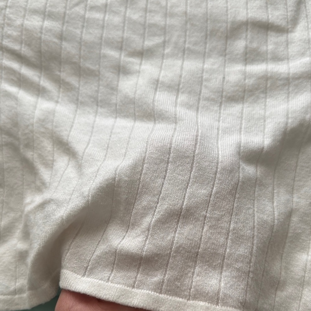 Cream Ribbed Long Sleeve Top - Picture 2 of 4